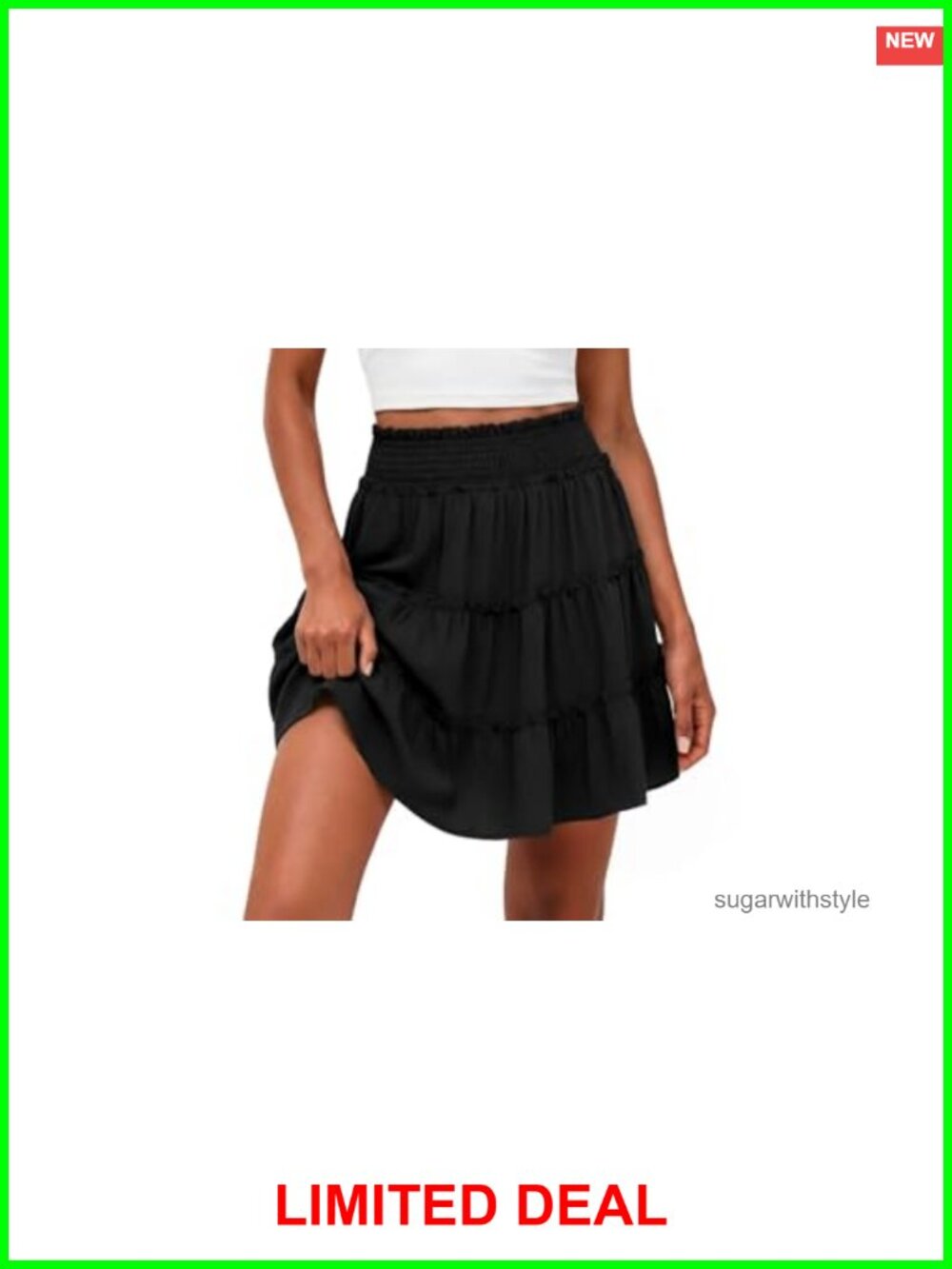 High Waisted Tiered Smocked Ruffle Mini Skort with Pockets